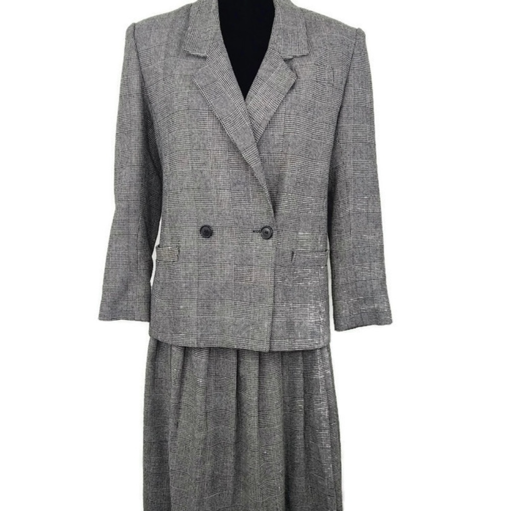 Sweet Suit Petite Vintage 2Pc Women's Career Gray 2 Piece Wool Suit 6